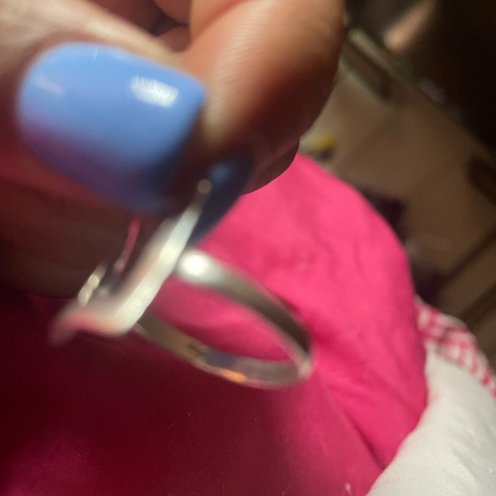 Silver Open Square Ring - Pink Accent - image 3